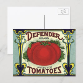 Cartão Postal Vintage Fruta Crate Label Art, Defender Tomates