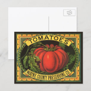 Cartão Postal Vintage Fruta Crate Label Art, Wayne Co Tomates