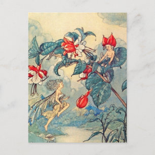 Cartão Postal Vintage Fuchsia Fairies