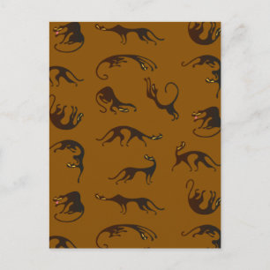 Cartão Postal Vintage Funny Black Brown Kitten Cat