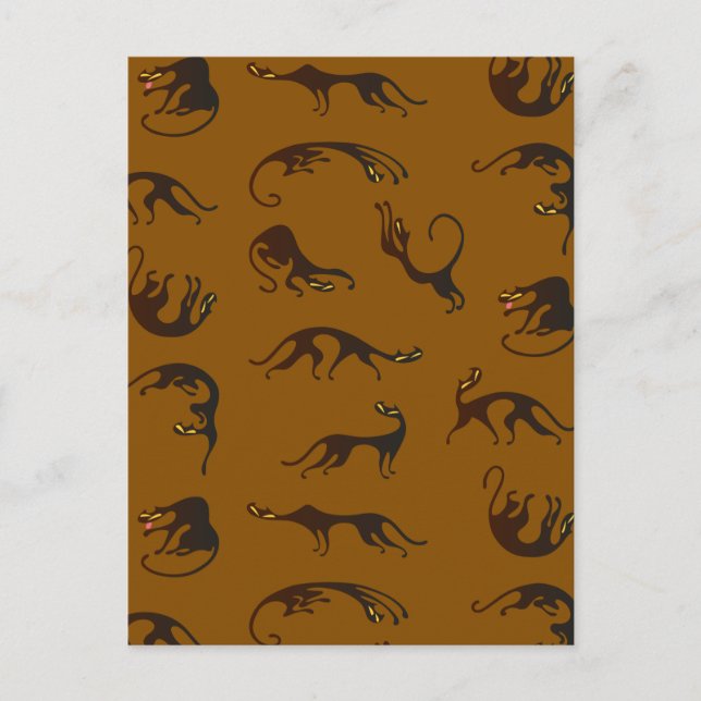Cartão Postal Vintage Funny Black Brown Kitten Cat (Frente)