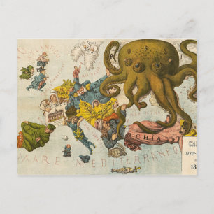 Cartão Postal Vintage Funny Map of Europe