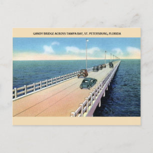 Cartão postal Vintage Gandy Bridge Tampa Bay Flori