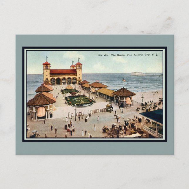 Cartão Postal Vintage Garden Pier Atlantic City NJ (Frente)