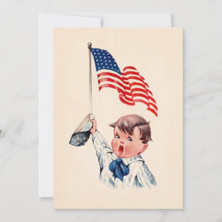 Cartão Postal Vintage Garoto Bandeira Americana 4