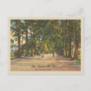 Cartão Postal Vintage Gasparilla Boca Grande Inn e Bicicletas