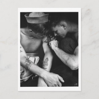Cartão Postal Vintage gay interest caçadores com tatuagens