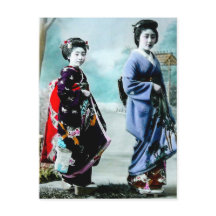 Vintage Geisha e sua Maiko 芸 者 舞 妓 Japão Antigo