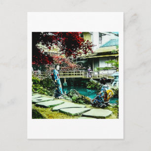 Cartão Postal Vintage Geisha na Árvore Mapeadora da Casa de Chá