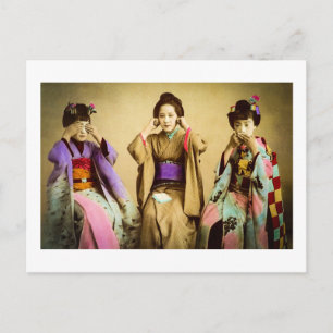 Cartão Postal Vintage Geisha Não Vê Mau Antigo Japão