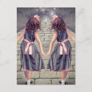 Cartão Postal vintage gemini melhores amigos para sempre Meninas