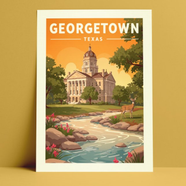 Cartão Postal Vintage Georgetown Texas (Criador carregado)