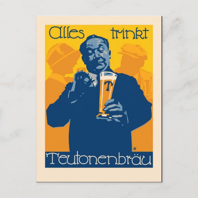 Cartão Postal Vintage German Beer Advertisement (Frente)