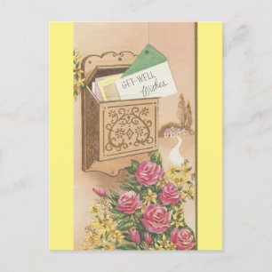Cartão Postal Vintage Get Well With Mailbox