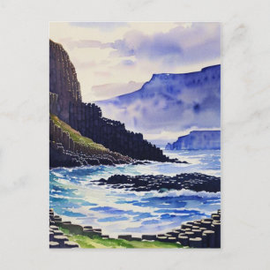 Cartão Postal Vintage Giants Causa Antrim Coast Watercolor
