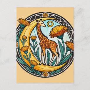 Cartão Postal Vintage Giraffe