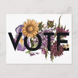 Cartão Postal Vintage girassol Floral Elegante Feminina Vai Vota