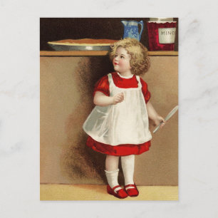 Cartão Postal Vintage Girl in Red Dress Postcard