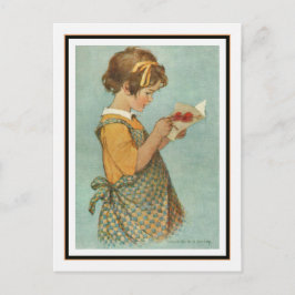 Cartão Postal Vintage Girl Reading Card de Jessie Willcox Smith
