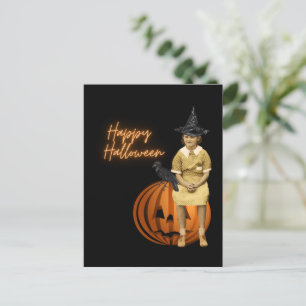 Cartão Postal Vintage Girl Witness Halloween
