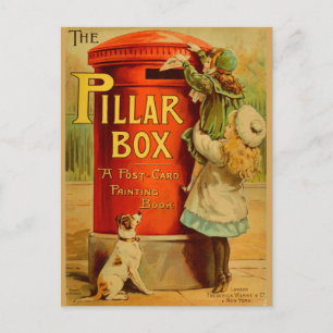 Cartão postal Vintage Girls Red Pillar Box