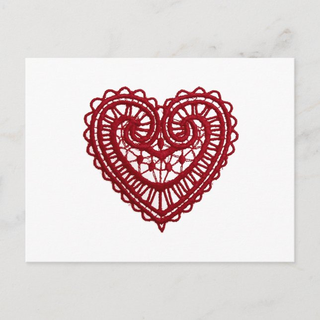 Cartão Postal Vintage Girly Red Lace Heart (Frente)