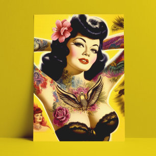 Cartão Postal Vintage Glam Pin-up