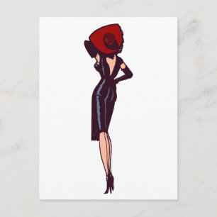 Cartão Postal Vintage Glamor Girl Retro Pinup
