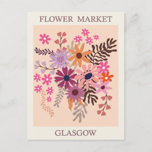 Cartão Postal Vintage Glasgow Scotland Flower Market Viagem