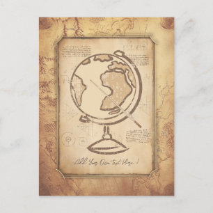 Cartão Postal Vintage Globe. Presente do professor de Geografia