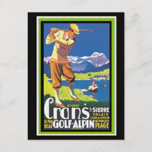 Cartão Postal Vintage Golf Crans-sur-Sierre Poster vintage