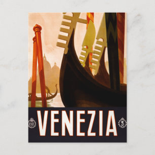 Cartão Postal Vintage Gondola Venezia Itália Viagem