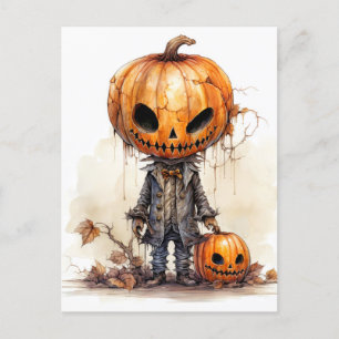 Cartão Postal Vintage Gothic Halloween Pumpkin Fiend