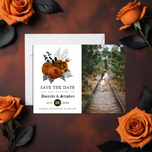 Cartão Postal Vintage Gothic Wedding Salvar a Foto de Data