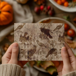 Cartão Postal Vintage Gótico Decoupage Crow Raven