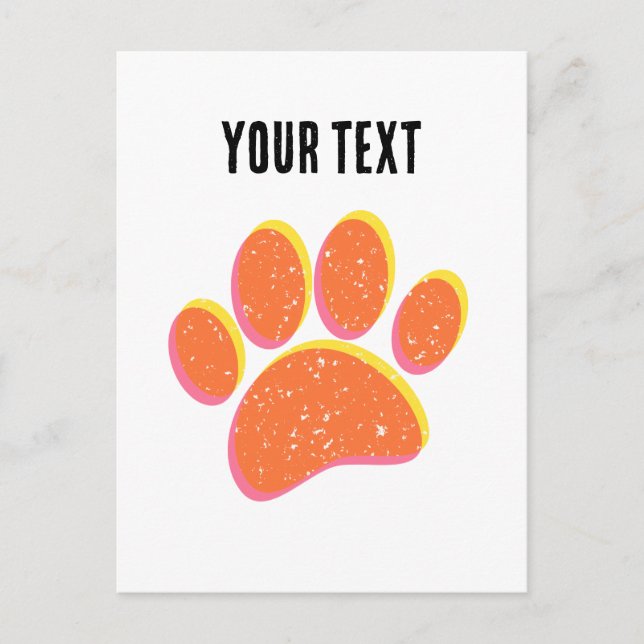 Cartão Postal Vintage Grainy Dog Pawprint (Frente)