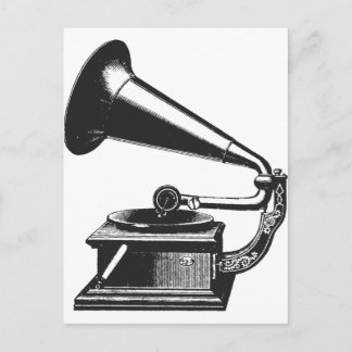 Cartão Postal Vintage Gramophone