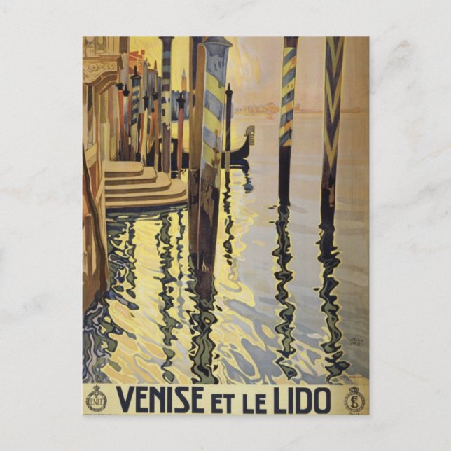 Cartão Postal Vintage Grand Canal Venice Itália Viagem (Frente)