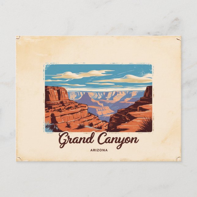 Cartão Postal Vintage Grand Canyon, Arizona (Frente)