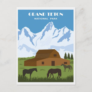 Cartão Postal Vintage Grand Teton National Park Wyoming Viagem