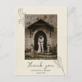 Cartão Postal Vintage Grass Line Art Foto de Arte Obrigado PostC