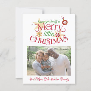 Cartão Postal Vintage Green e Red Christmas Family Photo