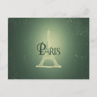 Cartão Postal Vintage Green Eiffel Tower Paris Design