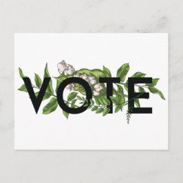Cartão Postal Vintage Greenery Floral Elegante Feminina Vai Vota