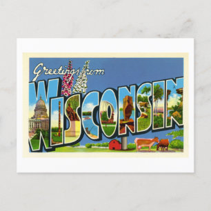 Cartão Postal Vintage Greetings from Wisconsin