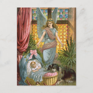 Cartão Postal Vintage Guardian Angel with Baby Postcard