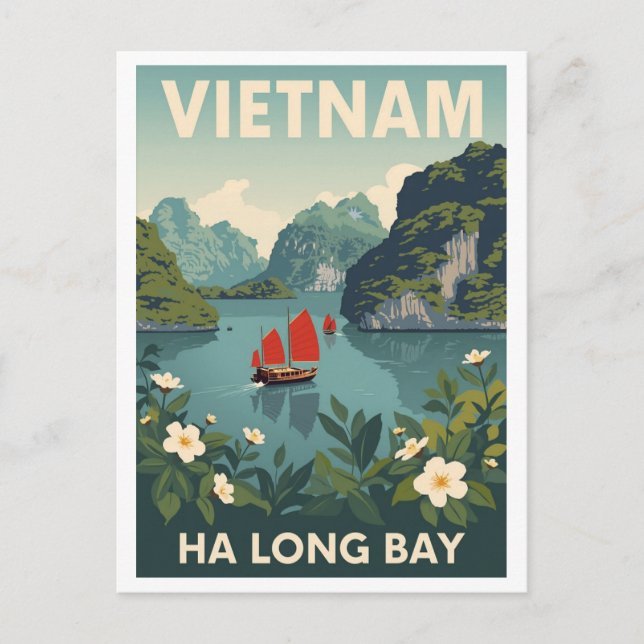 Cartão Postal Vintage Ha Long Bay (Frente)