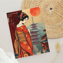 Cartão postal Vintage Hakone Japan maiko geisha