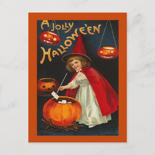 Cartão Postal Vintage Halloween (Frente)