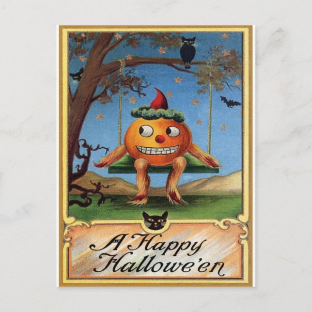 Cartão Postal Vintage Halloween (Frente)